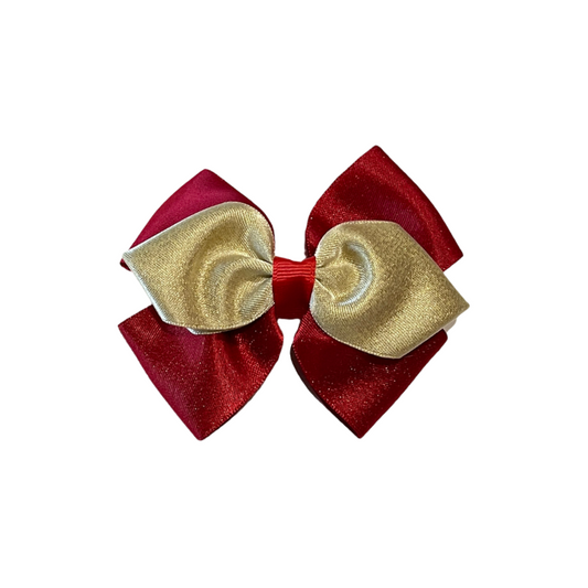 Red/Gold Bow  Hair Clip