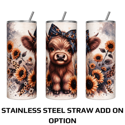 Animal Themed 20oz Skinny Stainless Steel Tumblers With S/Steel Straw Option