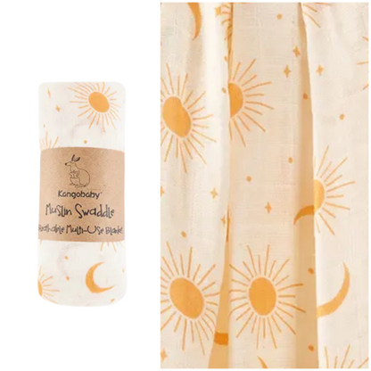 Kangobaby Muslin Cotton Swaddle Wrap - Day Sky