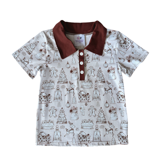 Christmas Joy Boys Collared Shirt