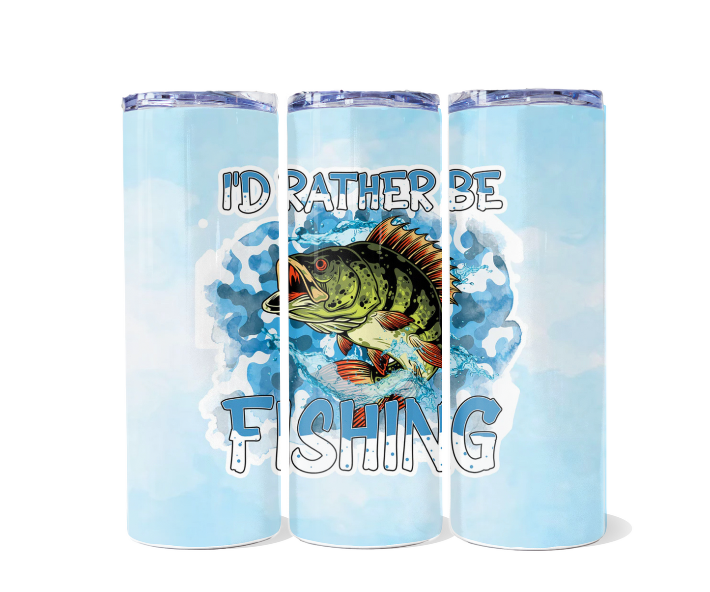 I'd Rather Be Fishing 20oz Stainless Steel Skinny Tumbler - No Straw Included