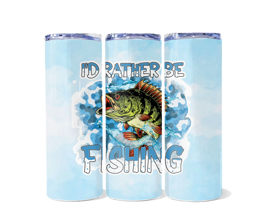 I'd Rather Be Fishing 20oz Stainless Steel Skinny Tumbler - No Straw Included
