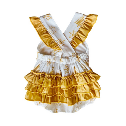 Gold Christmas Flutter Romper