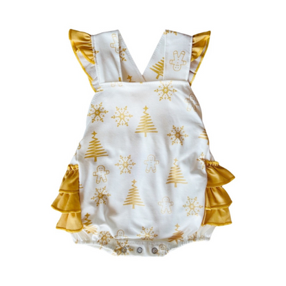 Gold Christmas Flutter Romper