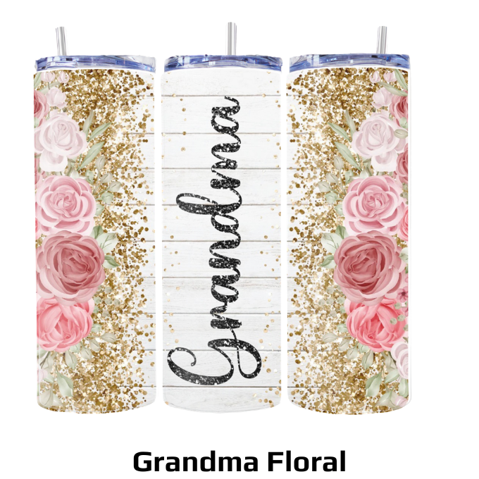 Mum Themed 20oz Skinny Stainless Steel Tumblers with Straws