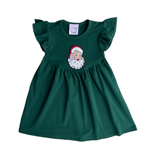 Santa Face Dress - Green