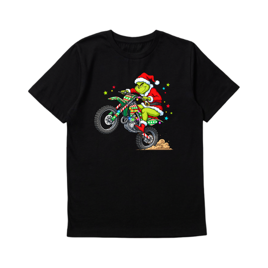 Motorbike Grinch Black T-Shirt