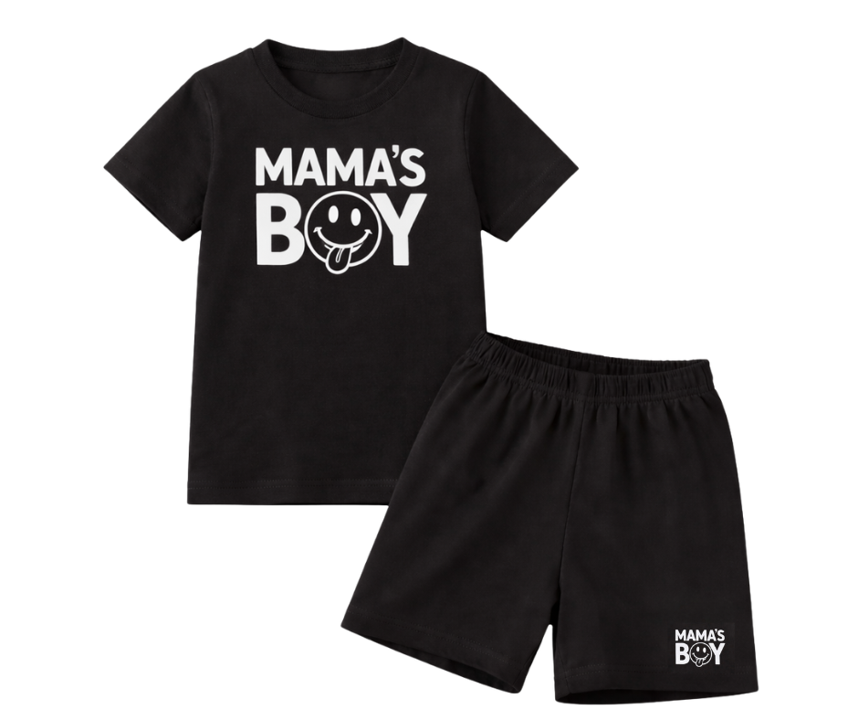 Mama's Boy Smiley Set - Black