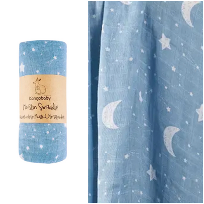 Kangobaby Muslin Cotton Swaddle Wrap - Night Sky