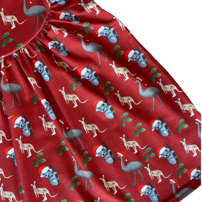 Aussie Animals Christmas Dress - Red