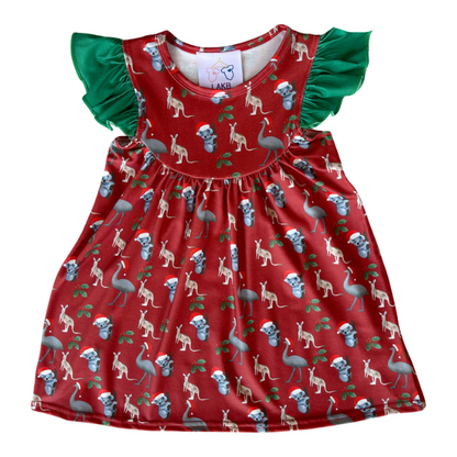 Aussie Animals Christmas Dress - Red