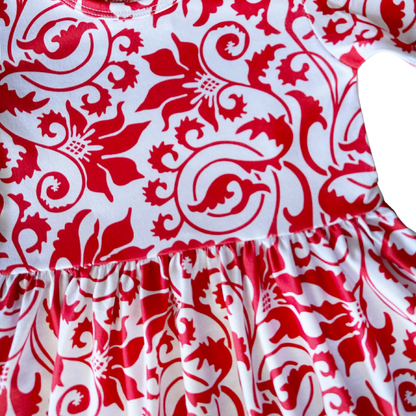 Red Floral Swirl Dress