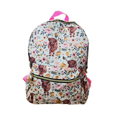 Floral Highland Cow Backpack