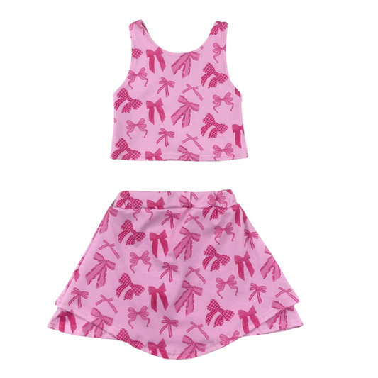 Pink Bows Yoga Skort Set