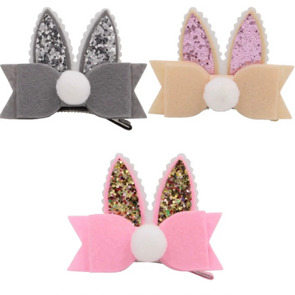 Glitter Bunny Ears Hair Clips