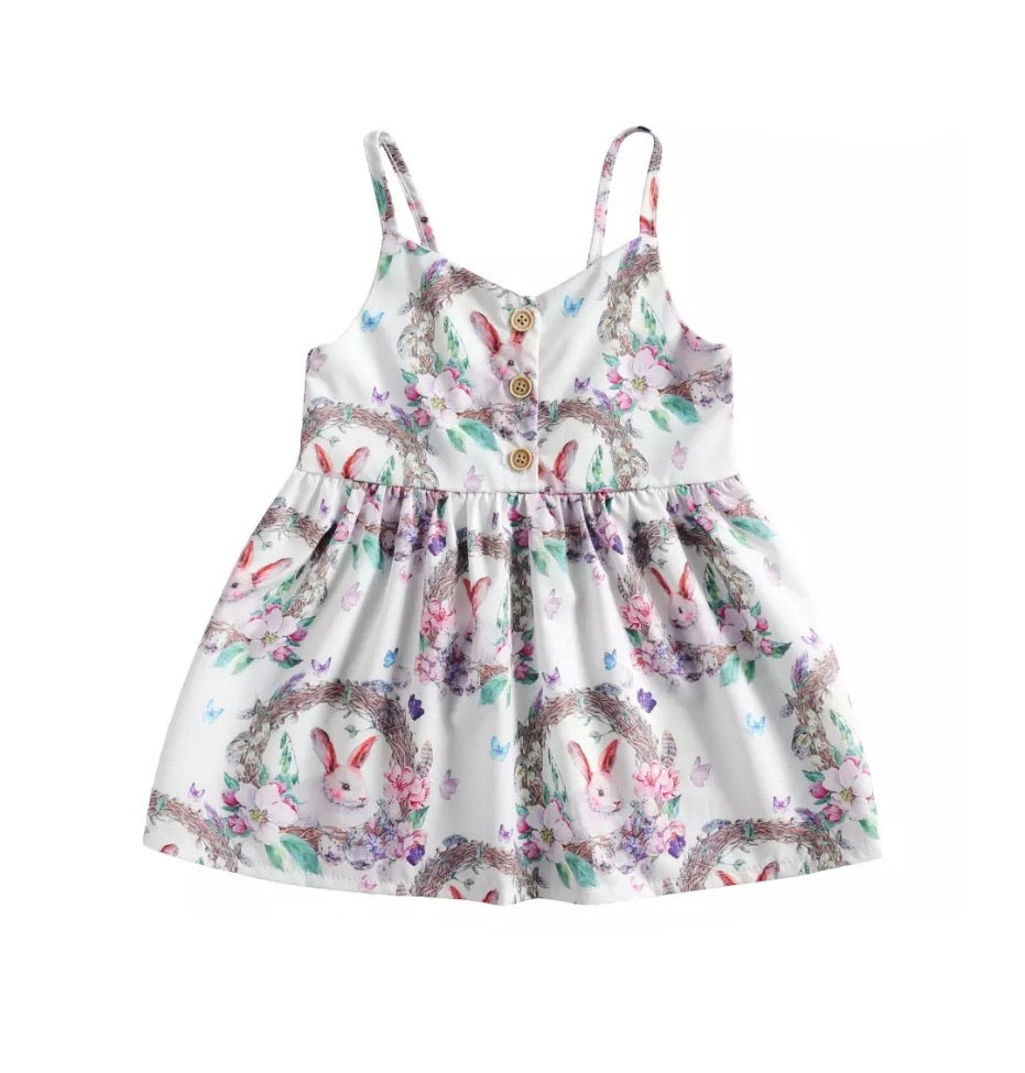 Floral Button Bunny Mini Dress