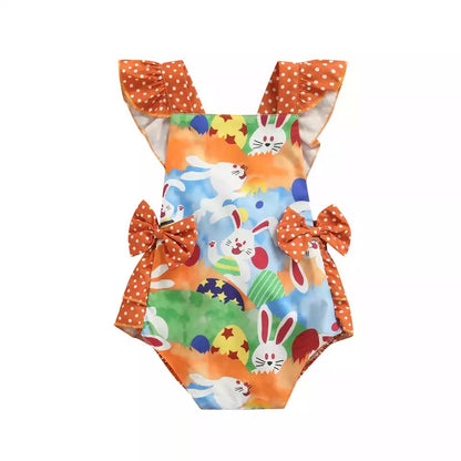 Cartoon Rabbit Ruffle Romper