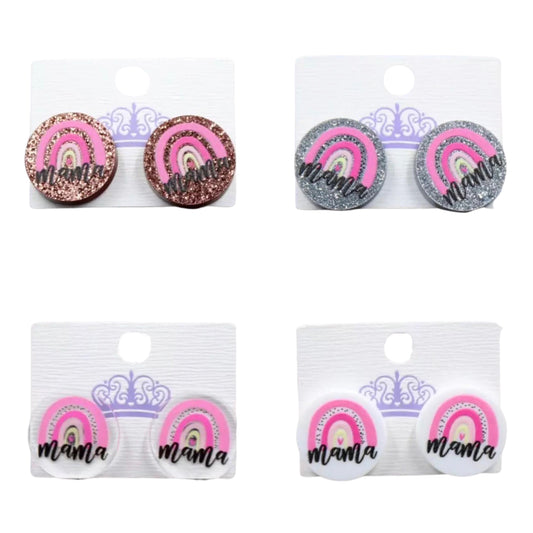 “Mama” Glitter Stud Earrings