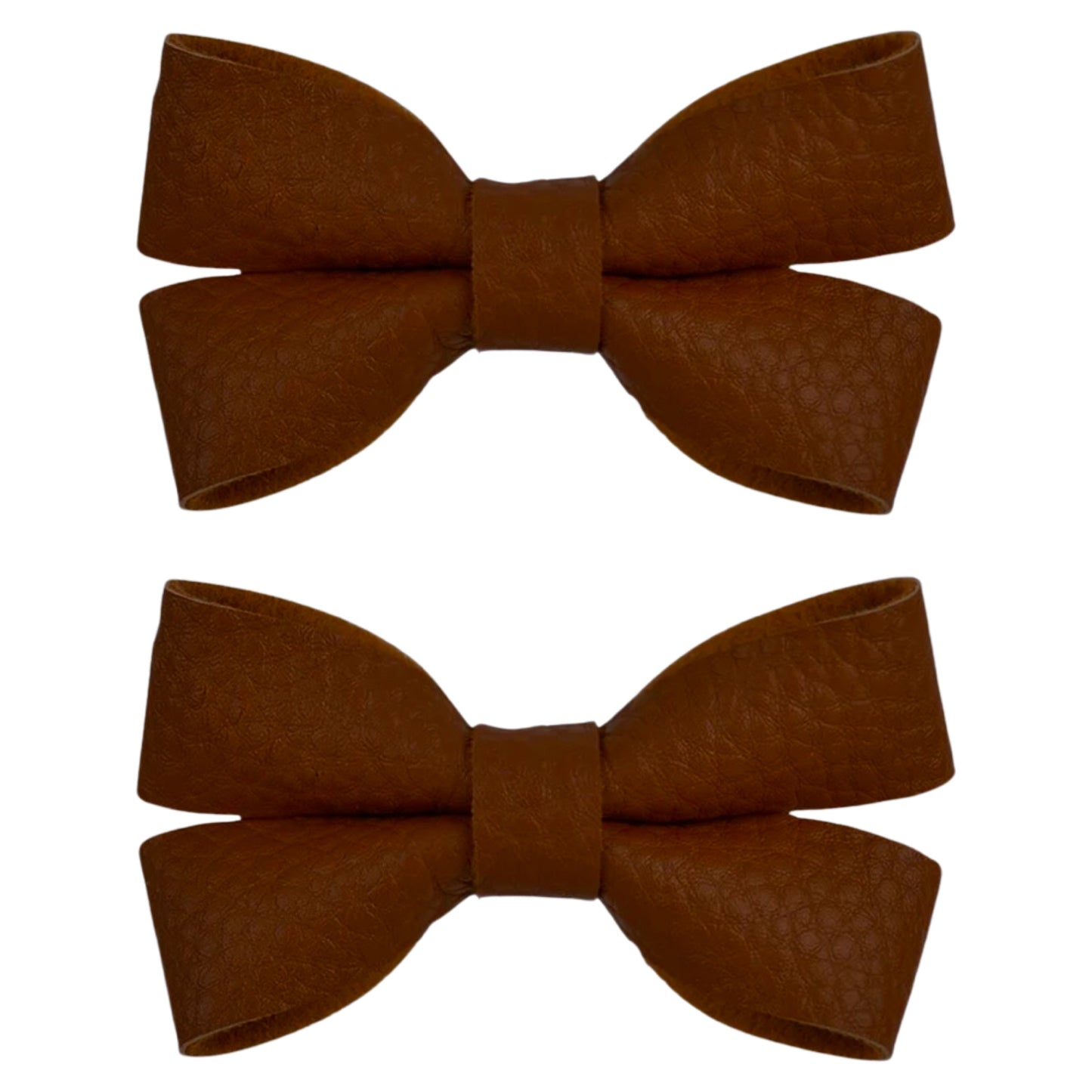 Brown Faux Leather Hair Clips