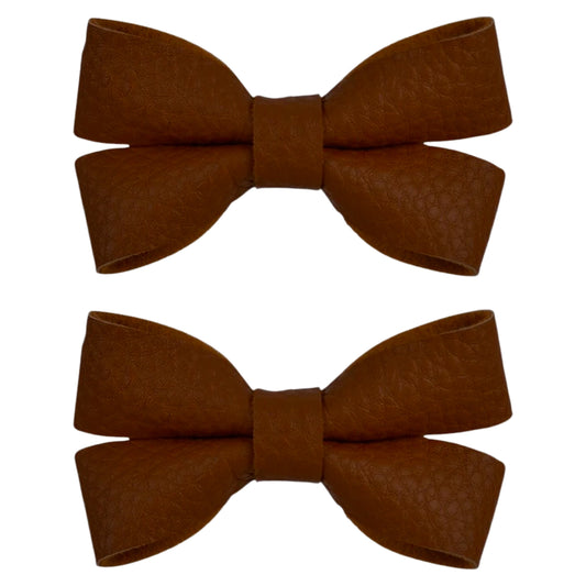 Brown Faux Leather Hair Clips