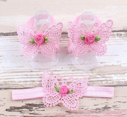 Butterfly Barefoot Sandal & Headband Set