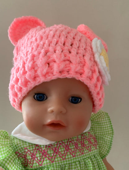 Knitted Flower Baby Beanie