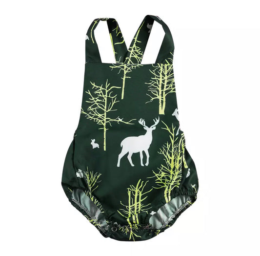 Green Reindeer Romper