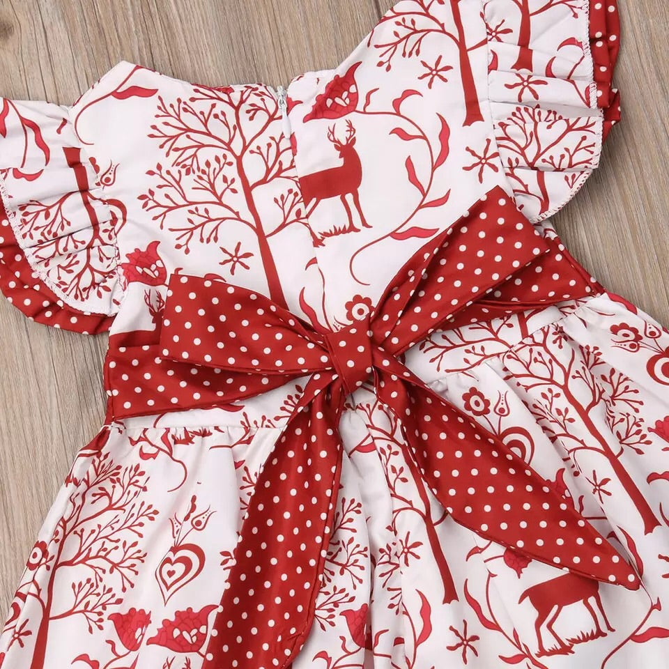 Christmas Deer Bow Dress Set