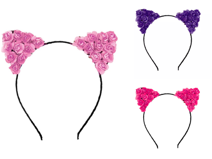 Rose Flower Cat Ears Headband