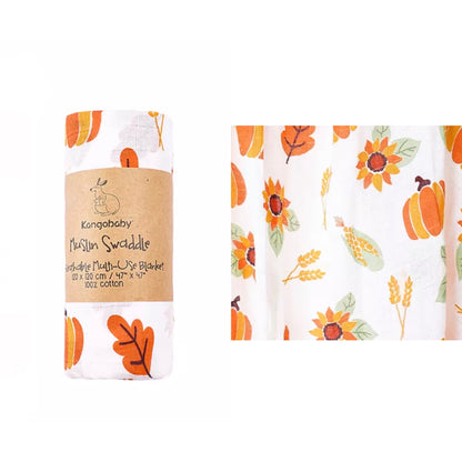 Kangobaby Muslin Cotton Swaddle Wrap - Autumn Floral