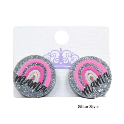 “Mama” Glitter Stud Earrings