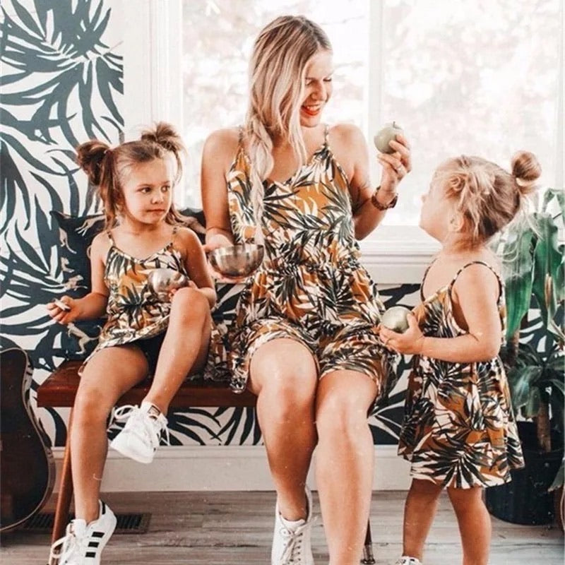 Mum & Daughter Matching Palm Dresses