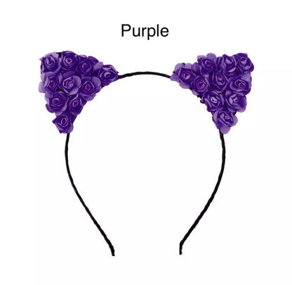 Rose Flower Cat Ears Headband