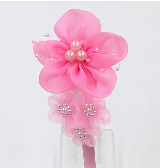Pink Floral Pearl Headband