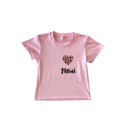 Leopard Heart Pink Mama & Mini Shirts