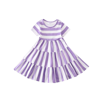 Mum & Daughter Matching Lavender Stripe Dress